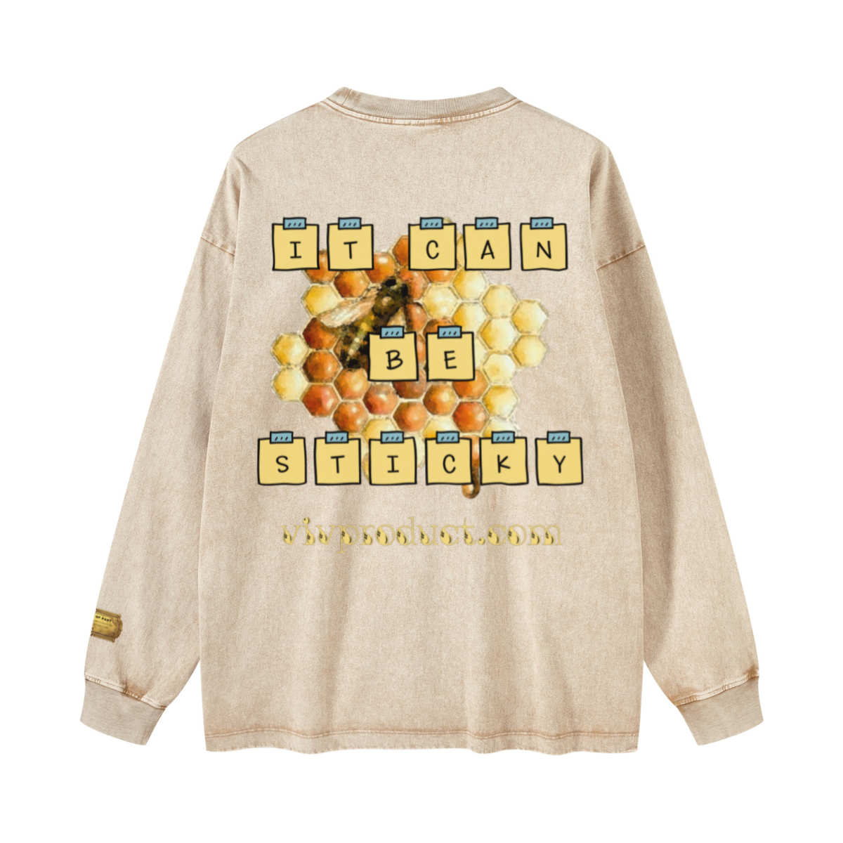 260GSM Women’s Vintage-Wash Heavyweight Loose-Fit Sweatshirt Khaki