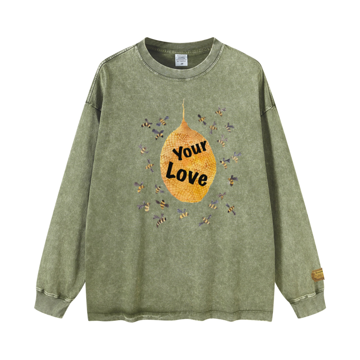 260GSM Women’s Vintage-Wash Heavyweight Loose-Fit Sweatshirt Green