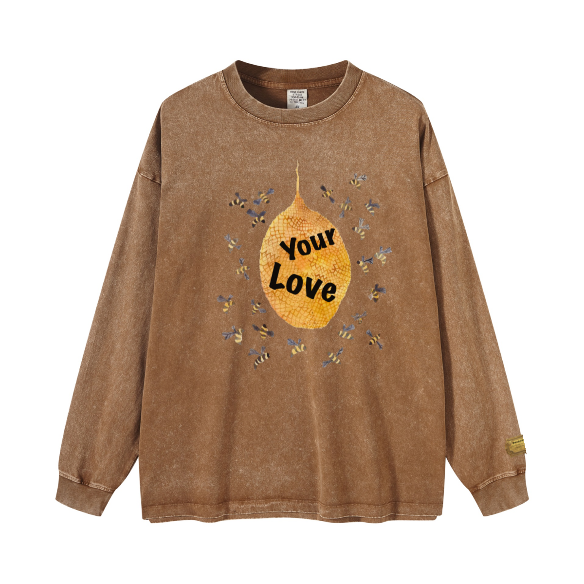 260GSM Women’s Vintage-Wash Heavyweight Loose-Fit Sweatshirt  Brown