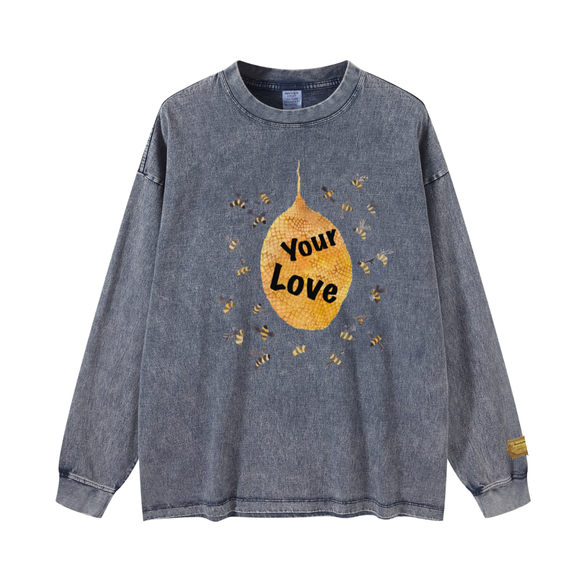 260GSM Women’s Vintage-Wash Heavyweight Loose-Fit Sweatshirt Light blue