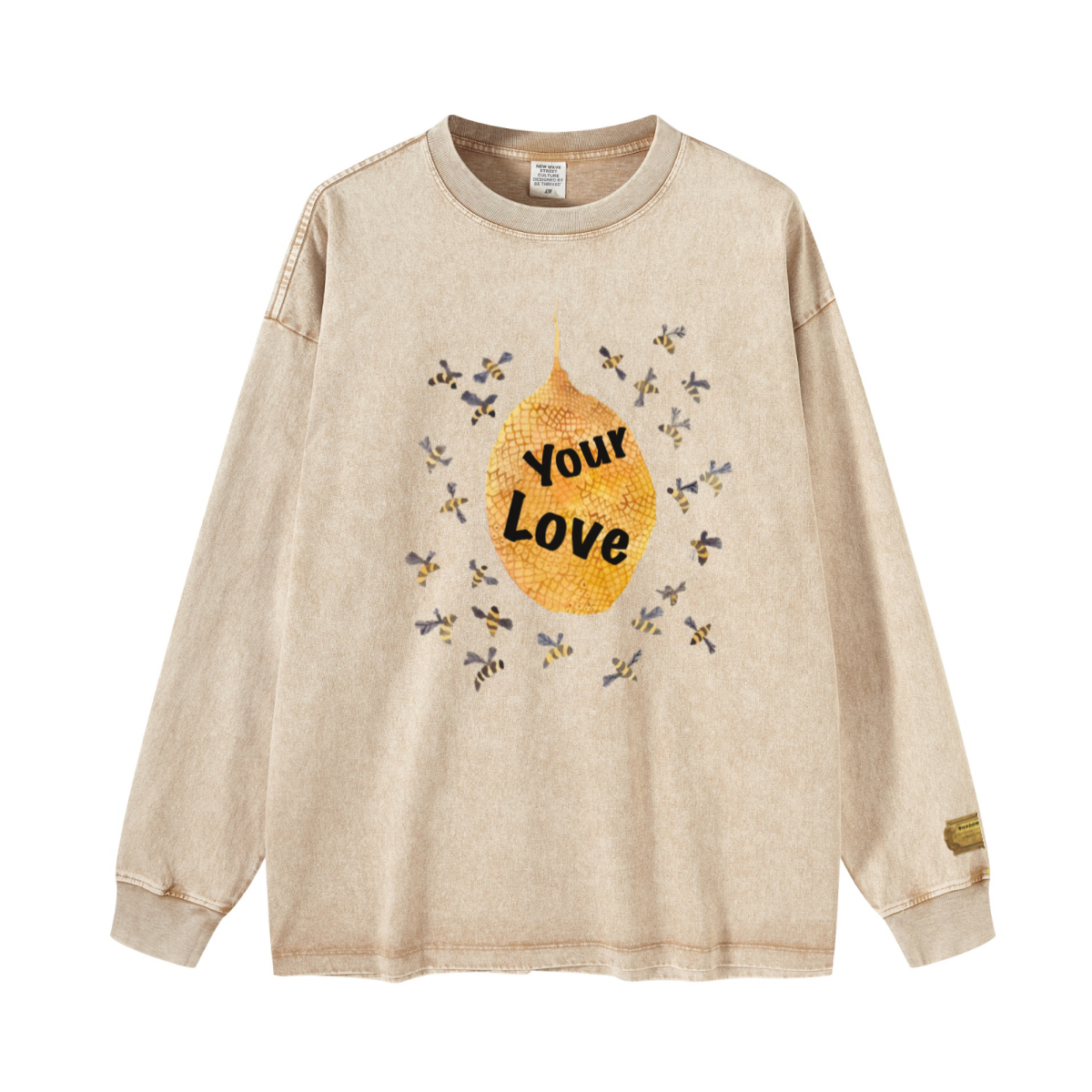 260GSM Women’s Vintage-Wash Heavyweight Loose-Fit Sweatshirt Khaki