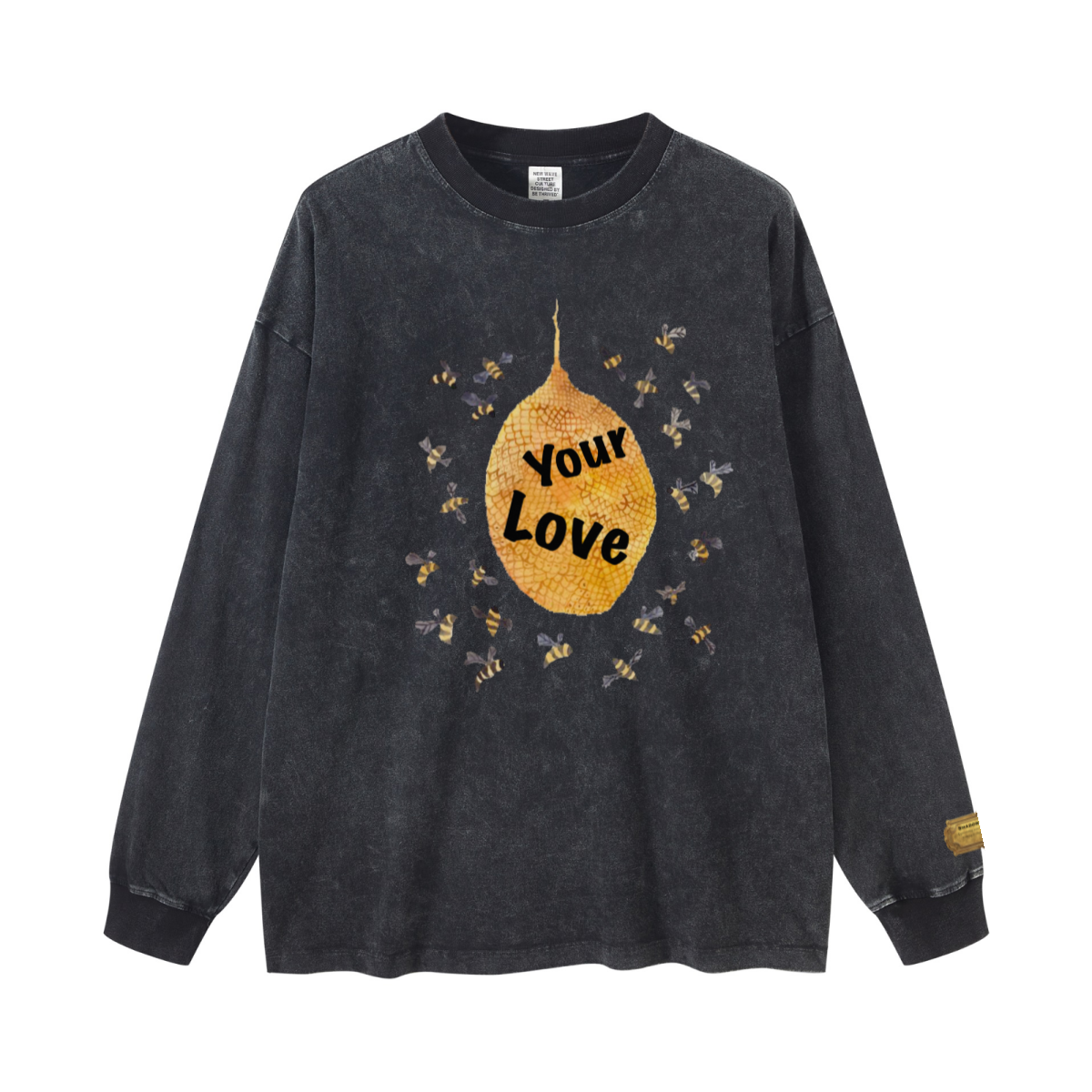260GSM Women’s Vintage-Wash Heavyweight Loose-Fit Sweatshirt Snow Wash