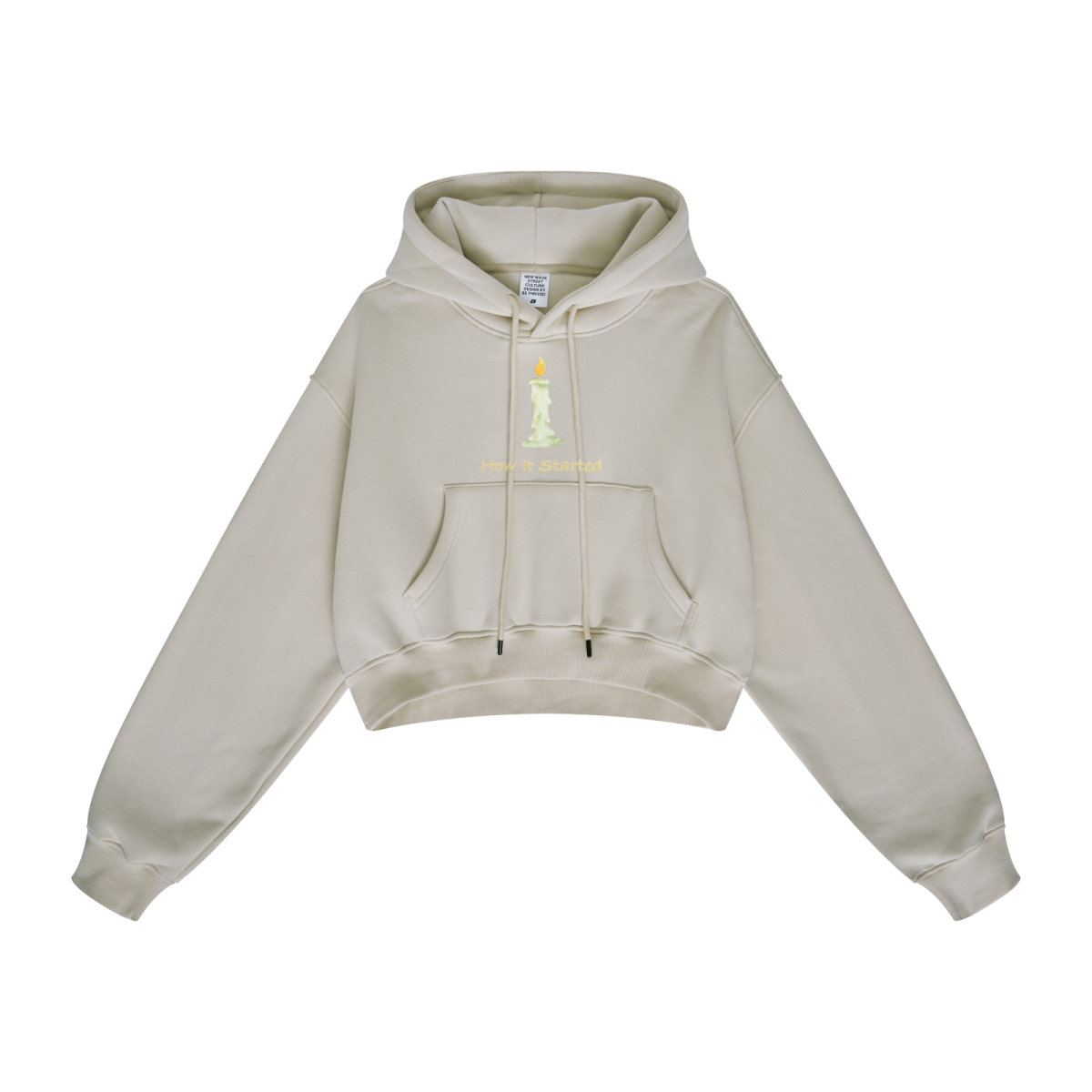 345GSM Women’s Heavyweight Cropped Fleece Hoodie Ash Beige