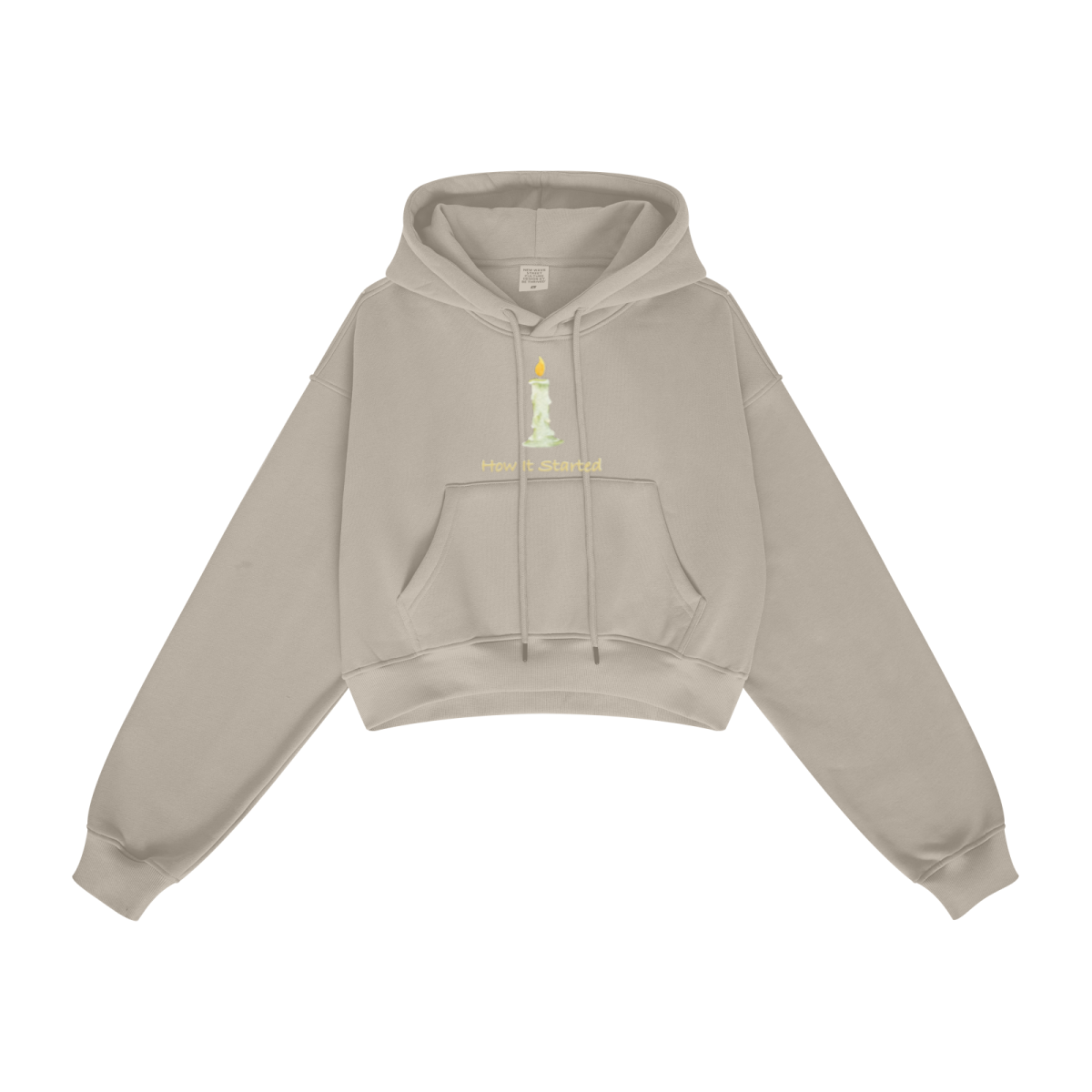 345GSM Women’s Heavyweight Cropped Fleece Hoodie Khaki