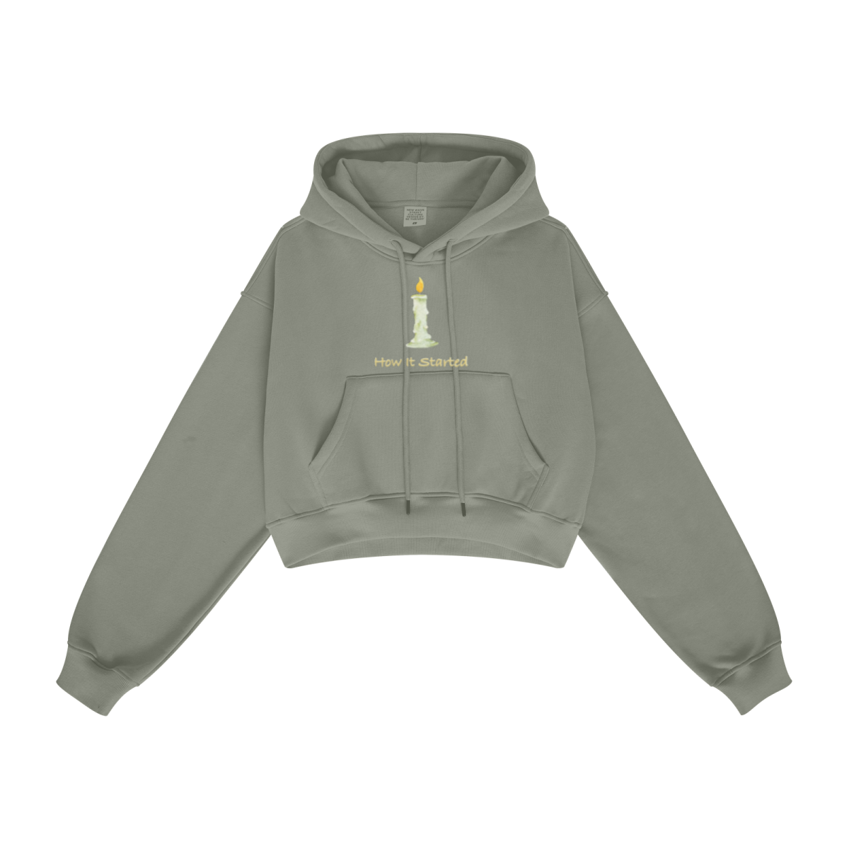 345GSM Women’s Heavyweight Cropped Fleece Hoodie Gray Green