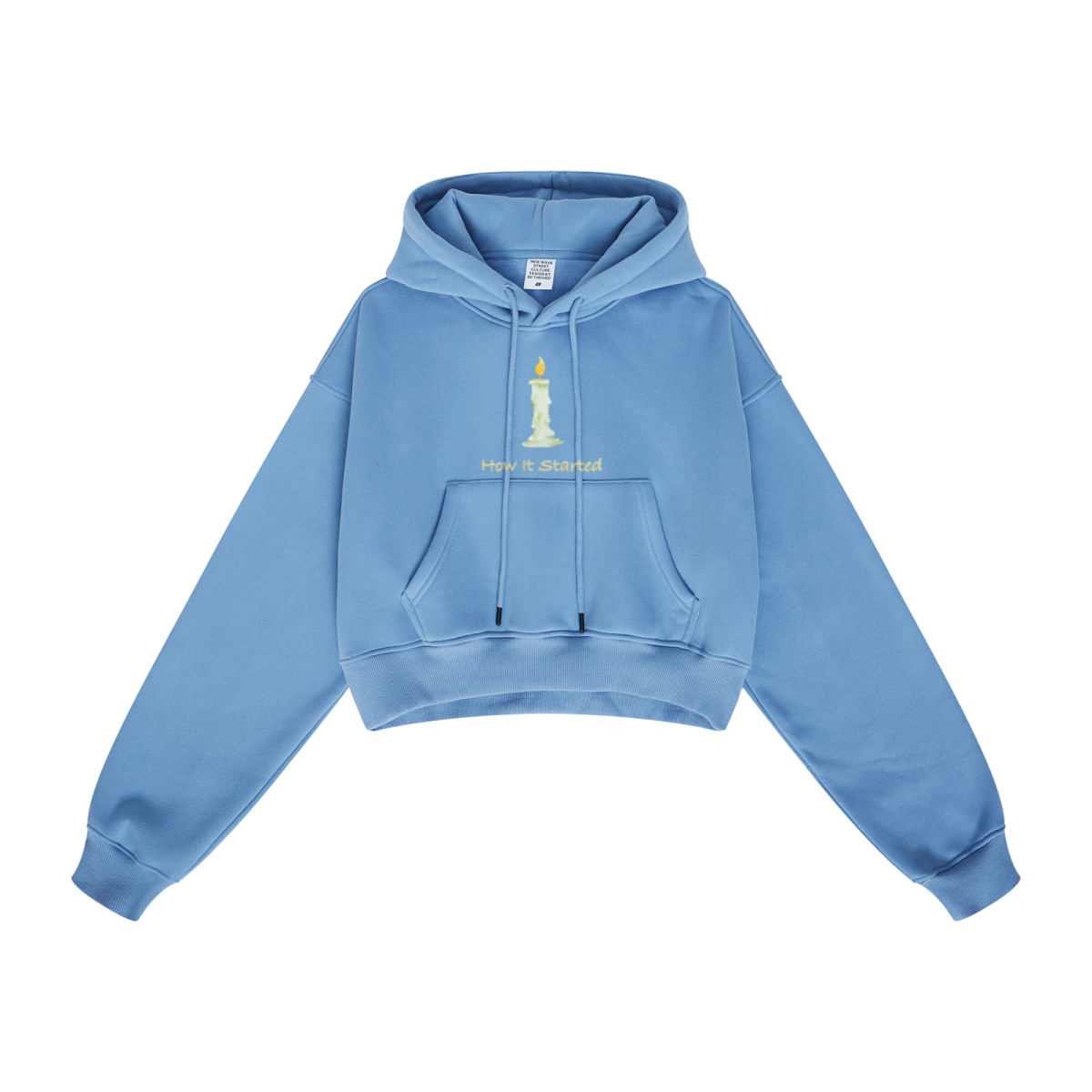 345GSM Women’s Heavyweight Cropped Fleece Hoodie Mid Blue