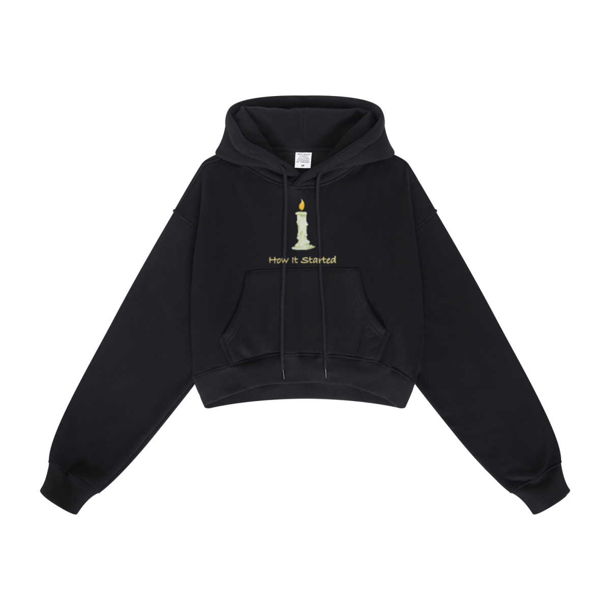 345GSM Women’s Heavyweight Cropped Fleece Hoodie Black