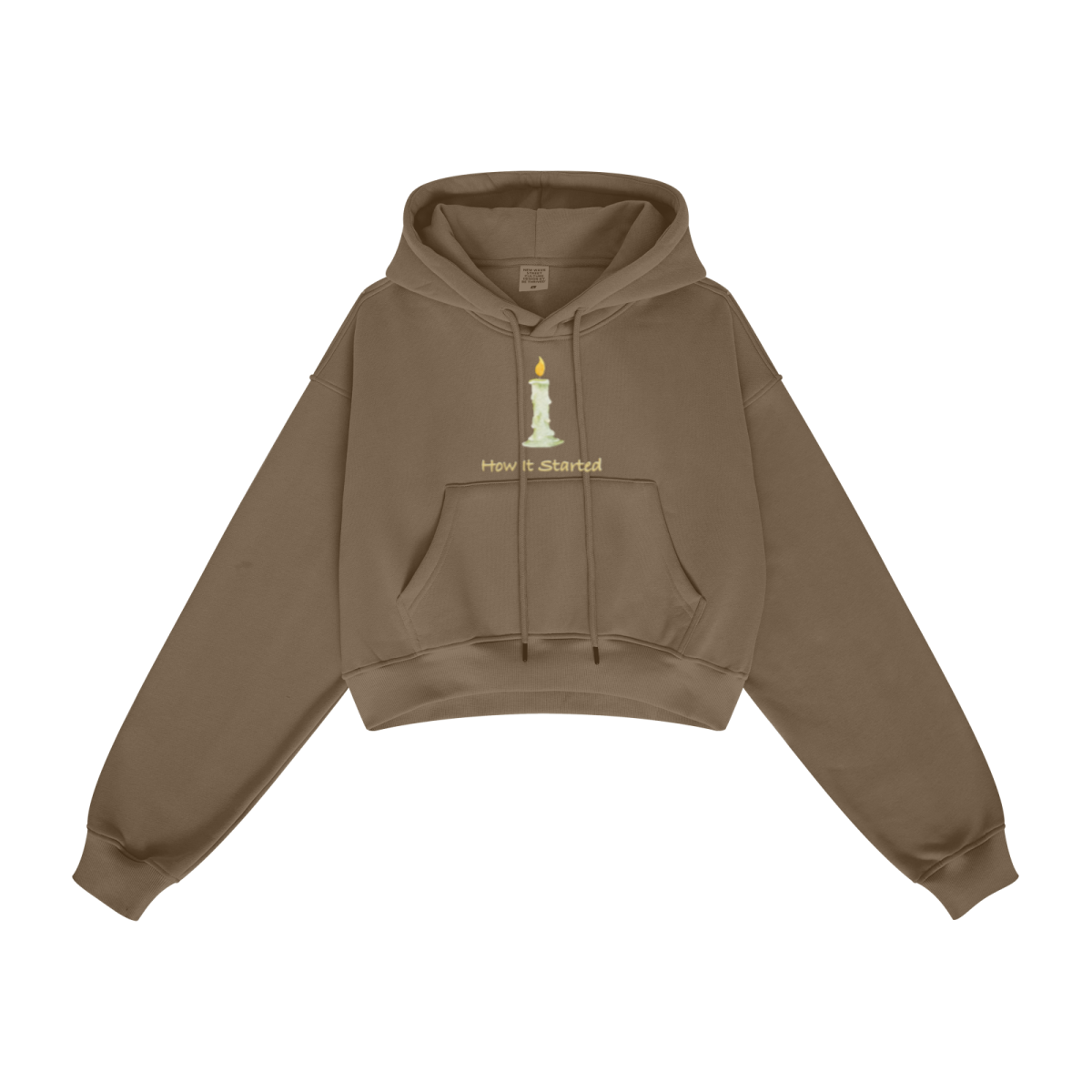345GSM Women’s Heavyweight Cropped Fleece Hoodie Brown