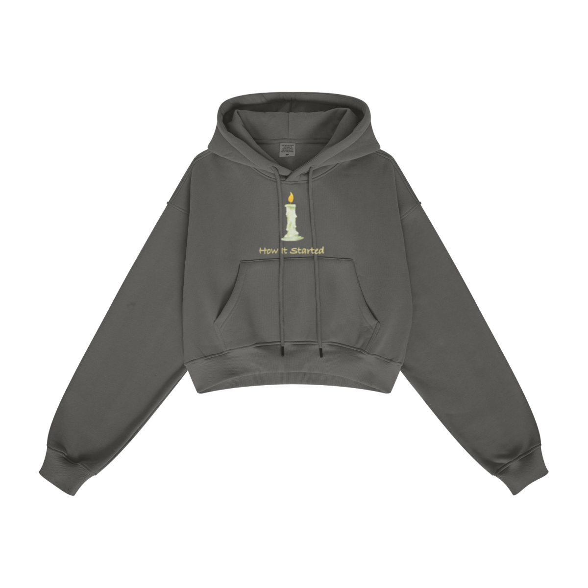 345GSM Women’s Heavyweight Cropped Fleece Hoodie Taupe