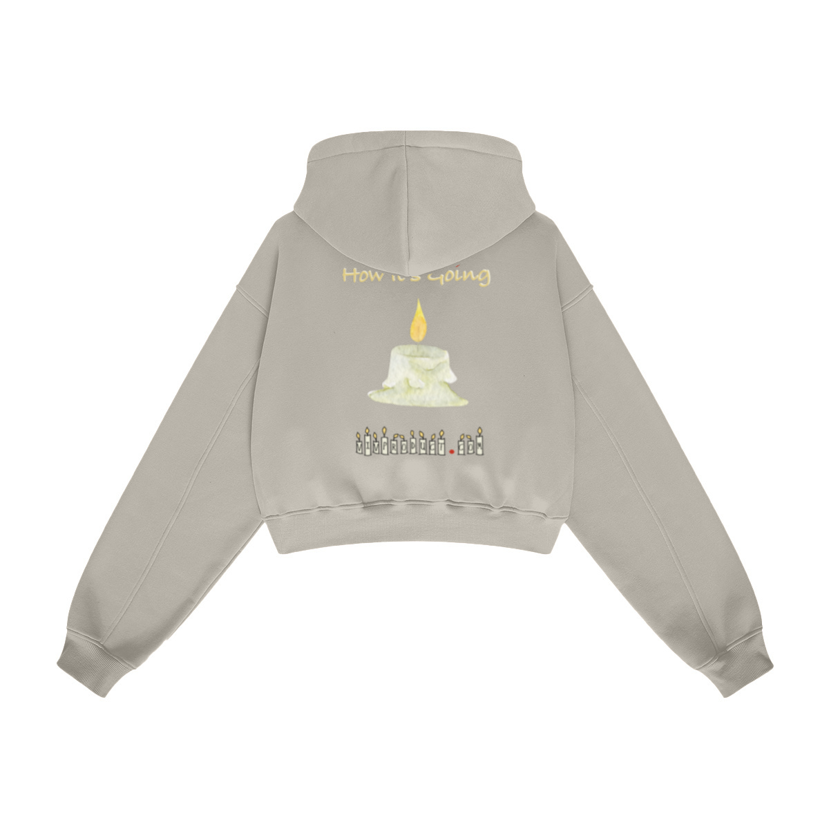 345GSM Women’s Heavyweight Cropped Fleece Hoodie Ash Beige