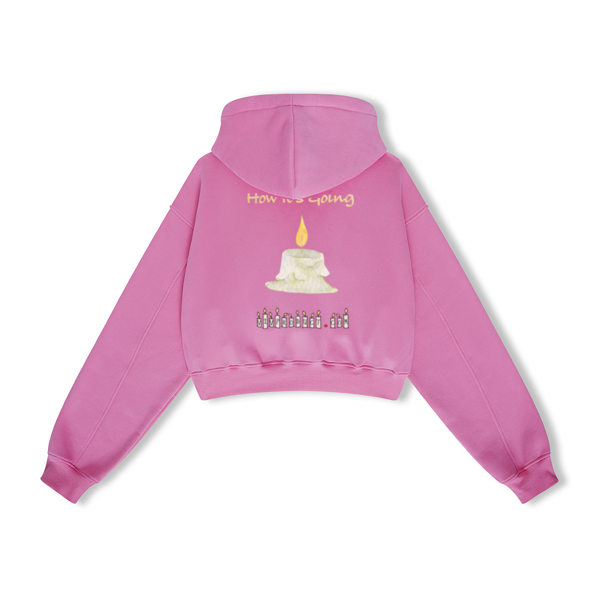 345GSM Women’s Heavyweight Cropped Fleece Hoodie Rose Pink