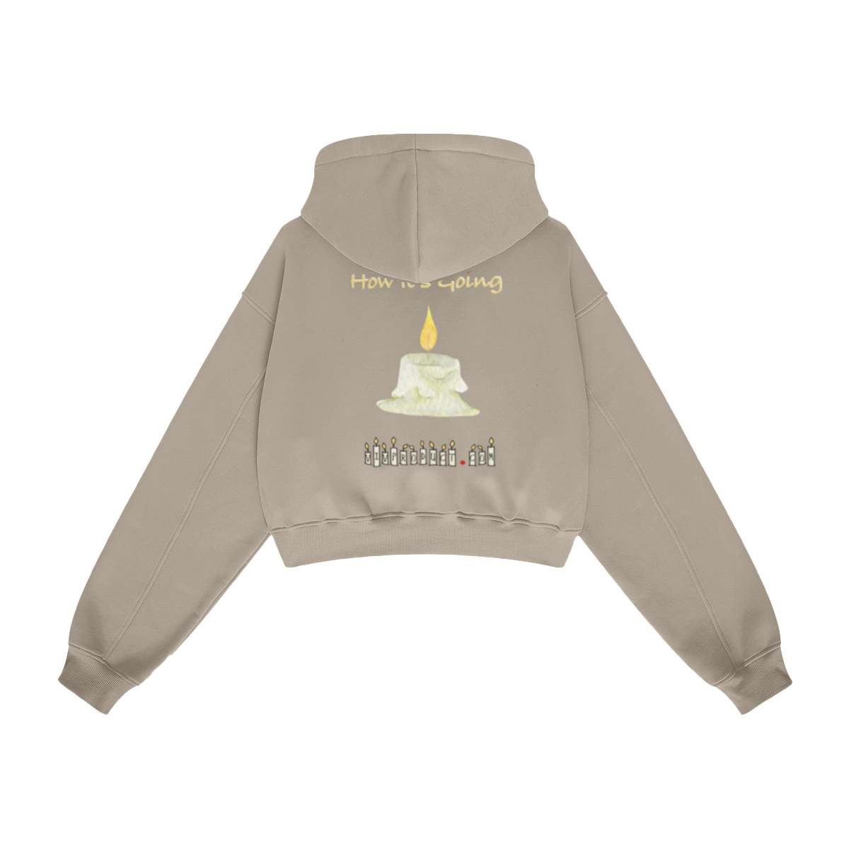 345GSM Women’s Heavyweight Cropped Fleece Hoodie Khaki