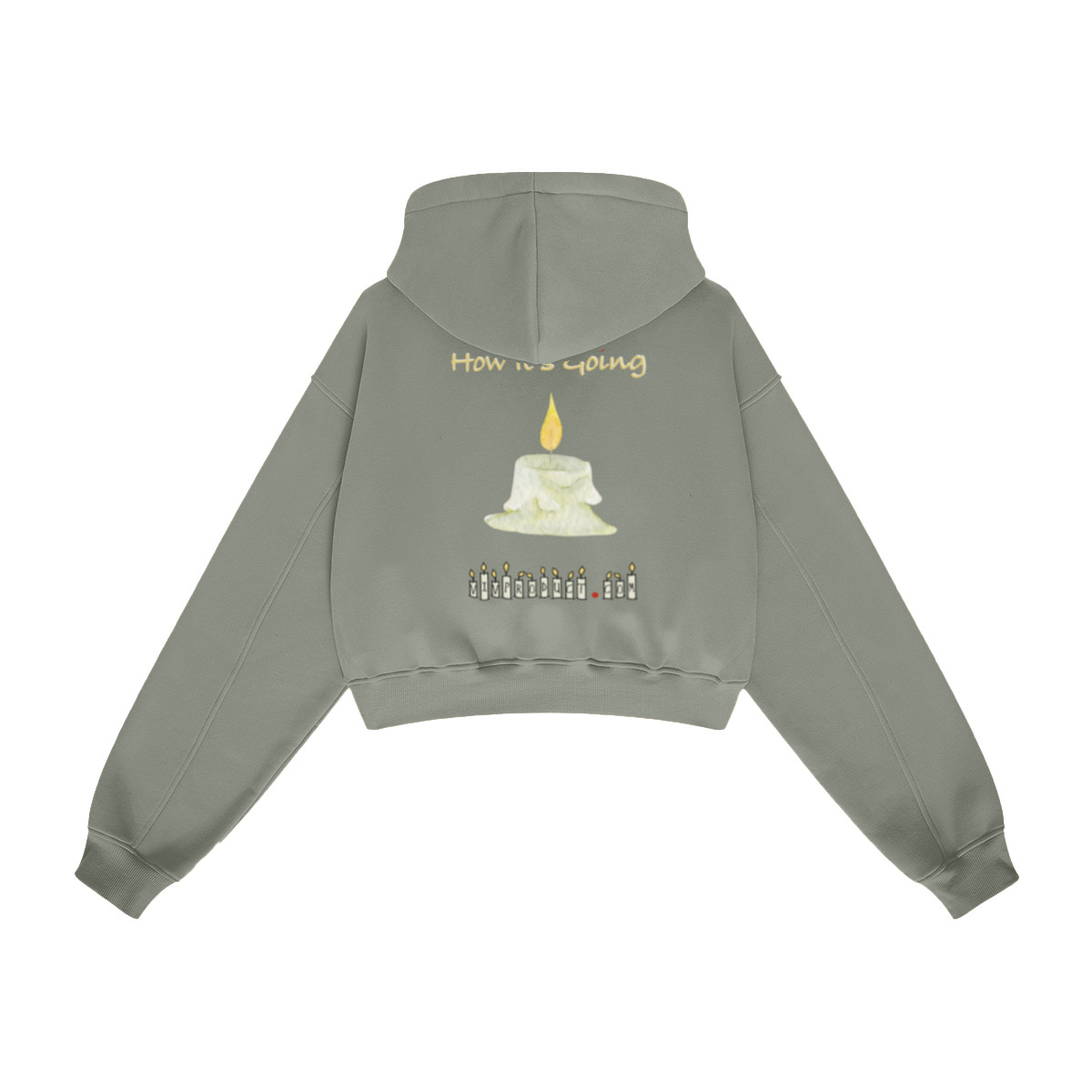345GSM Women’s Heavyweight Cropped Fleece Hoodie Gray Green