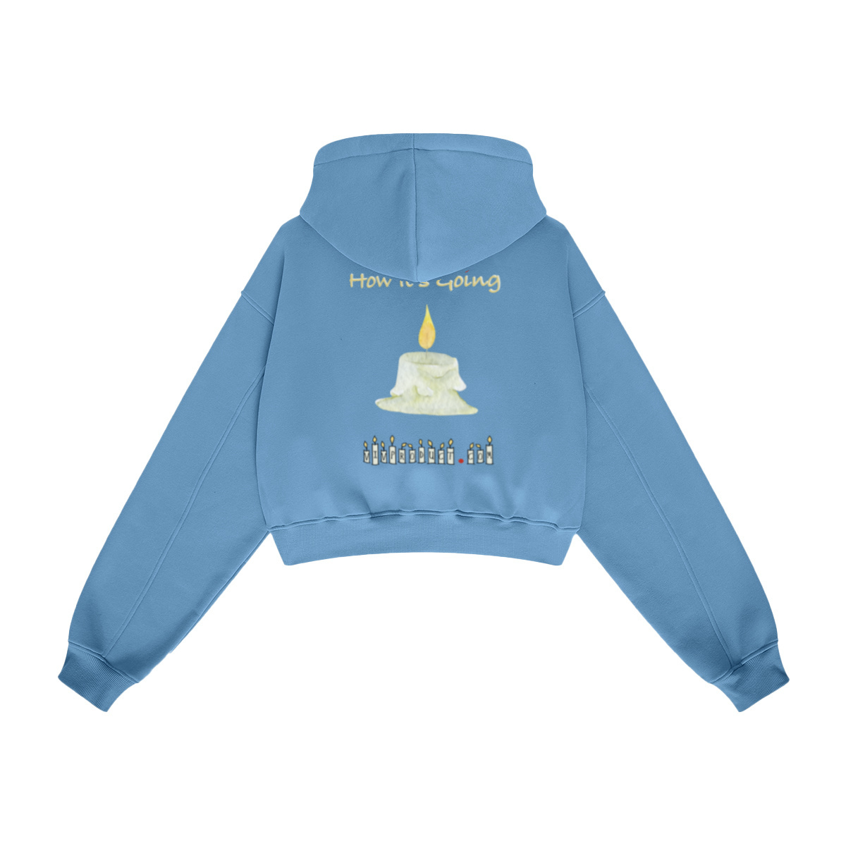 345GSM Women’s Heavyweight Cropped Fleece Hoodie Mid Blue
