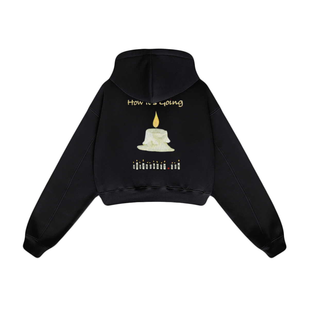 345GSM Women’s Heavyweight Cropped Fleece Hoodie Black