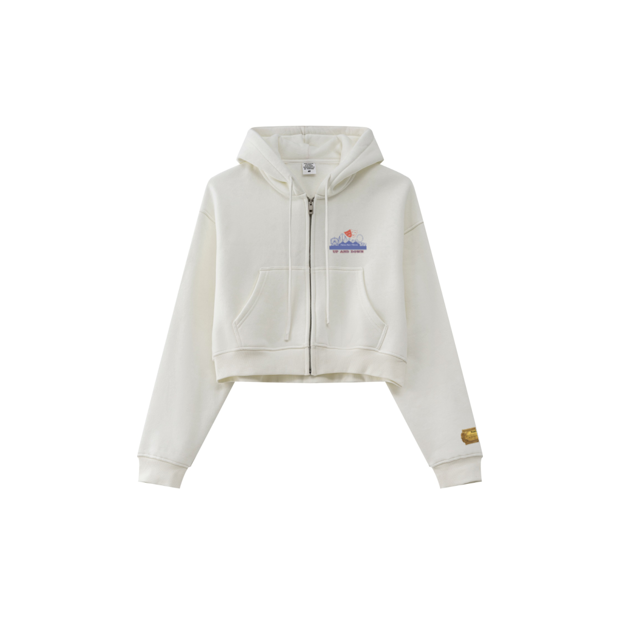 345GSM Women’s Cropped Fleece-Lined Zip-Up Hoodie White