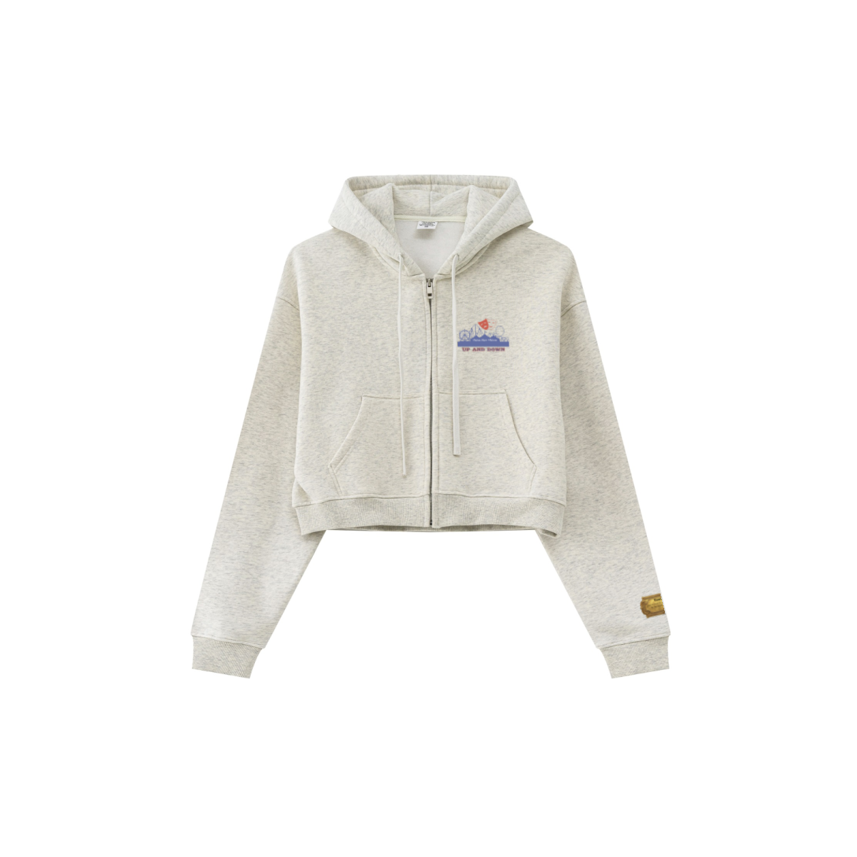 345GSM Women’s Cropped Fleece-Lined Zip-Up Hoodie Oatmeal Heather