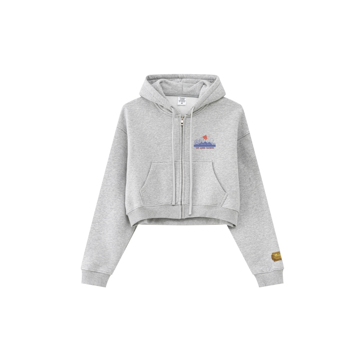 345GSM Women’s Cropped Fleece-Lined Zip-Up Hoodie Heather Gray