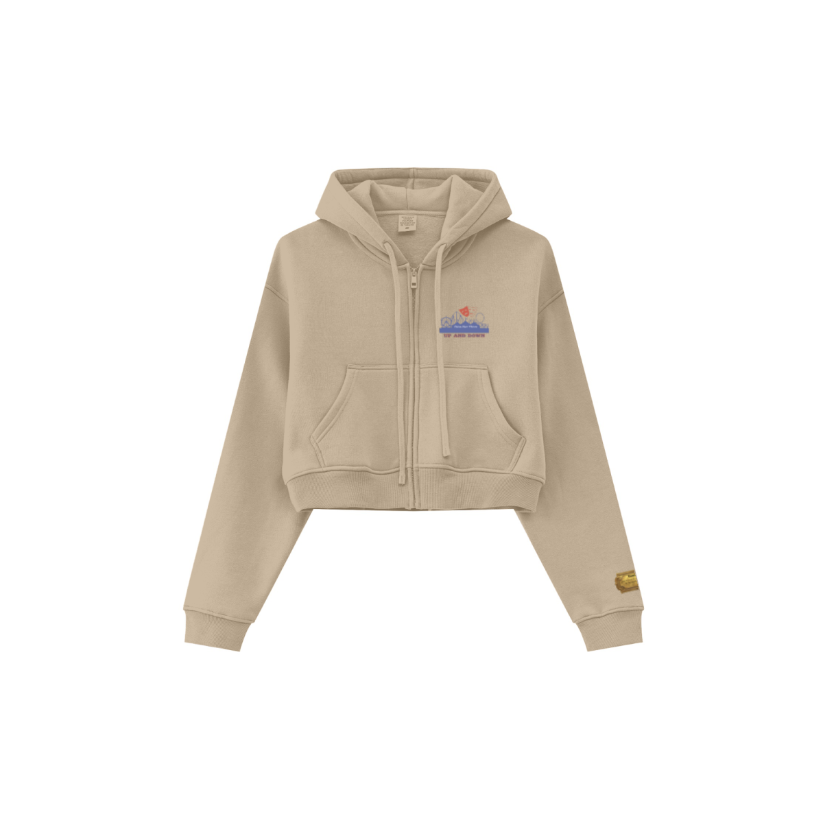 345GSM Women’s Cropped Fleece-Lined Zip-Up Hoodie Khaki