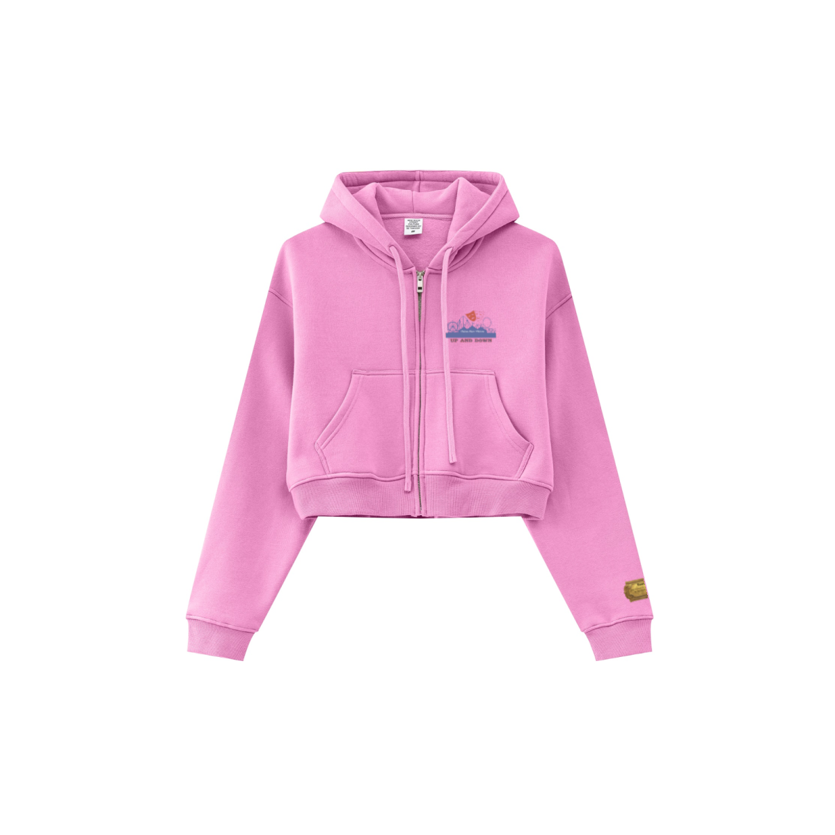 345GSM Women’s Cropped Fleece-Lined Zip-Up Hoodie Rose Pink