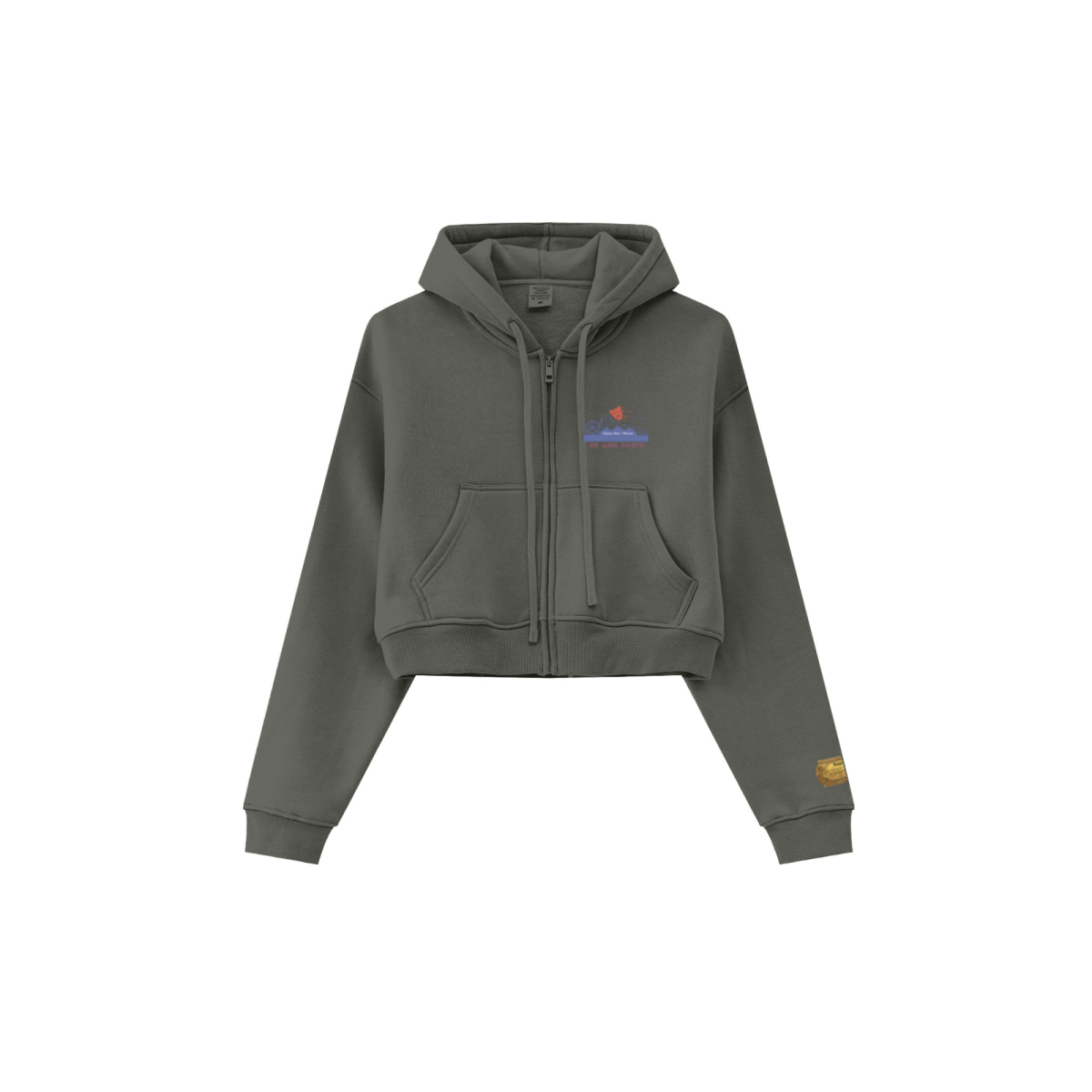 345GSM Women’s Cropped Fleece-Lined Zip-Up Hoodie Taupe