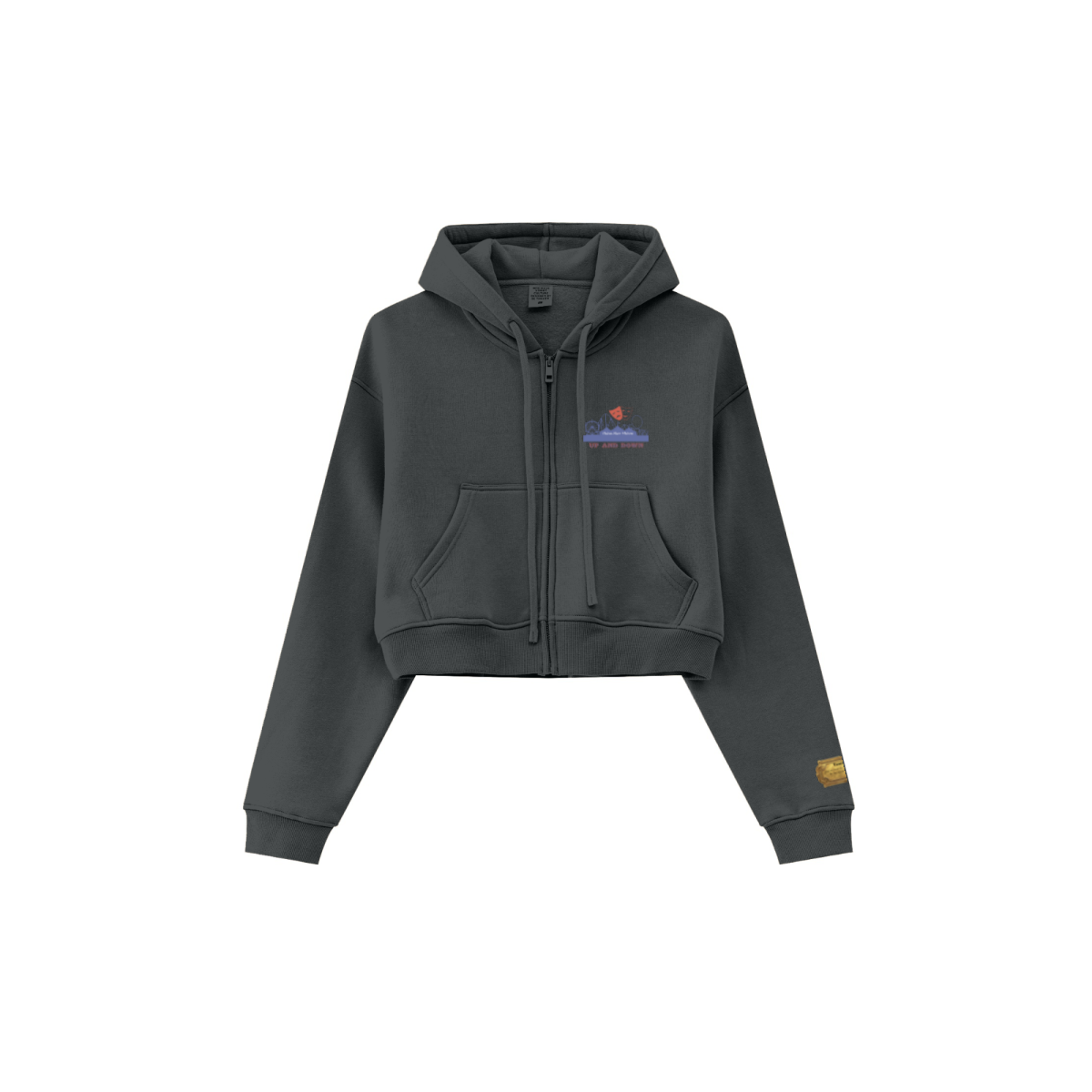 345GSM Women’s Cropped Fleece-Lined Zip-Up Hoodie Charcoal