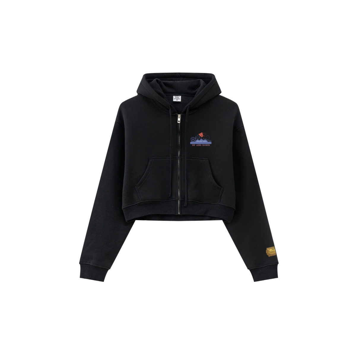 345GSM Women’s Cropped Fleece-Lined Zip-Up Hoodie Black