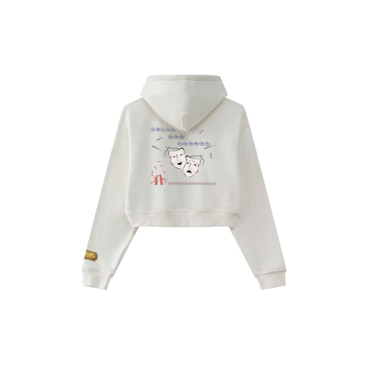 345GSM Women’s Cropped Fleece-Lined Zip-Up Hoodie White
