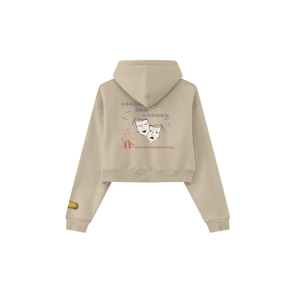 345GSM Women’s Cropped Fleece-Lined Zip-Up Hoodie Khaki