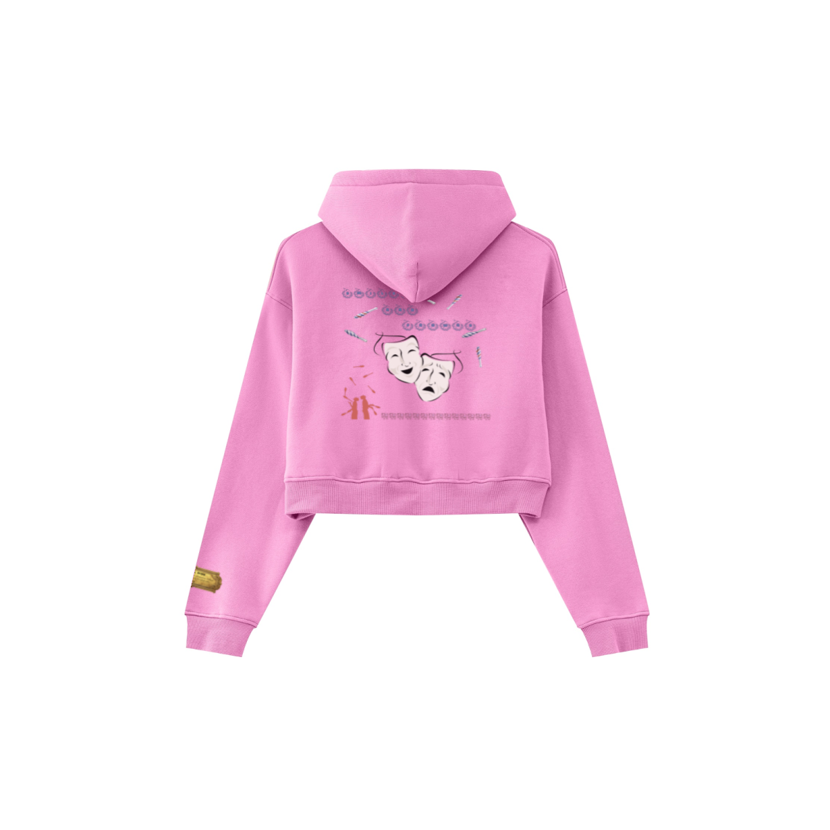 345GSM Women’s Cropped Fleece-Lined Zip-Up Hoodie Rose Pink
