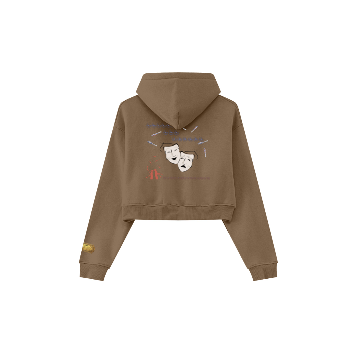 345GSM Women’s Cropped Fleece-Lined Zip-Up Hoodie Brown