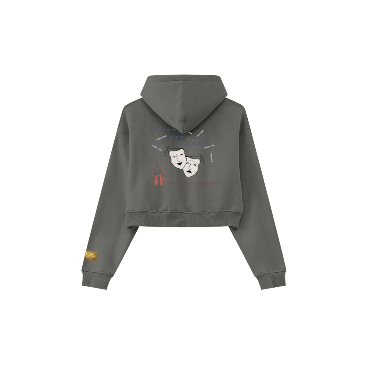 345GSM Women’s Cropped Fleece-Lined Zip-Up Hoodie Taupe