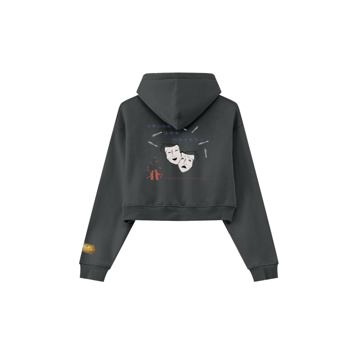 345GSM Women’s Cropped Fleece-Lined Zip-Up Hoodie Charcoal