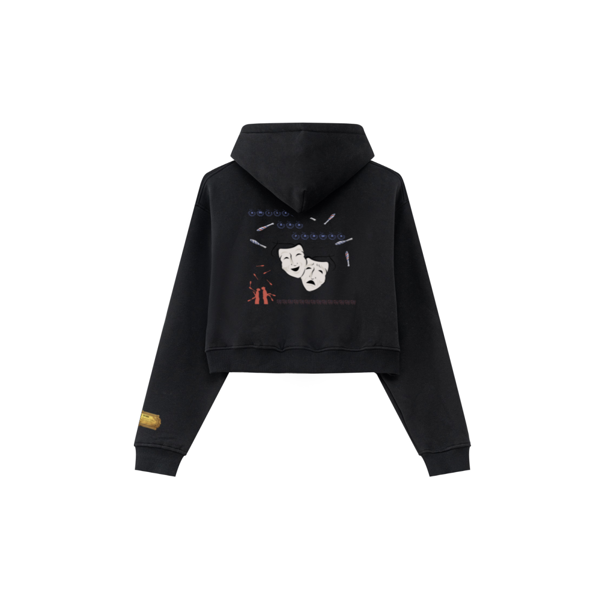 345GSM Women’s Cropped Fleece-Lined Zip-Up Hoodie Black