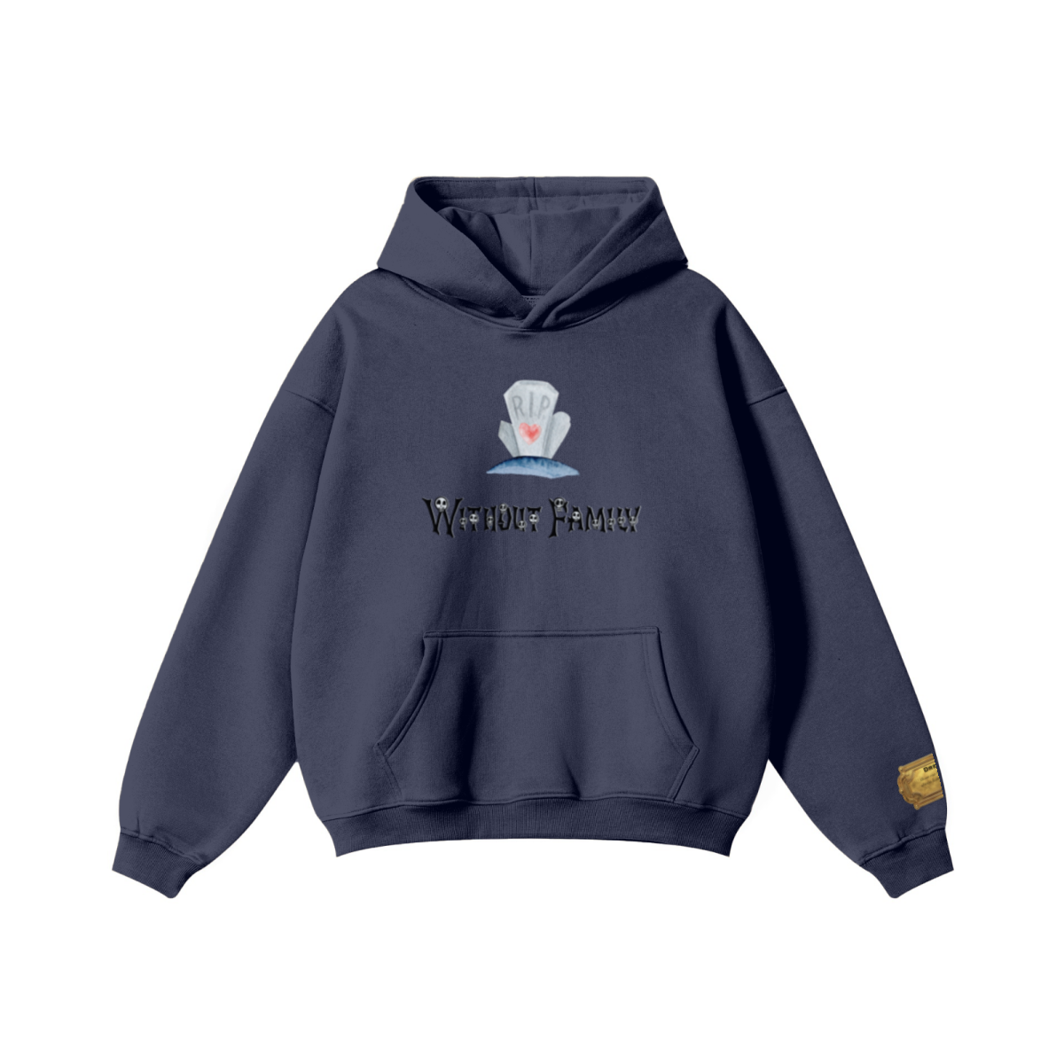 345GSM Women's Heavyweight Solid-Color Hoodie Navy Blue