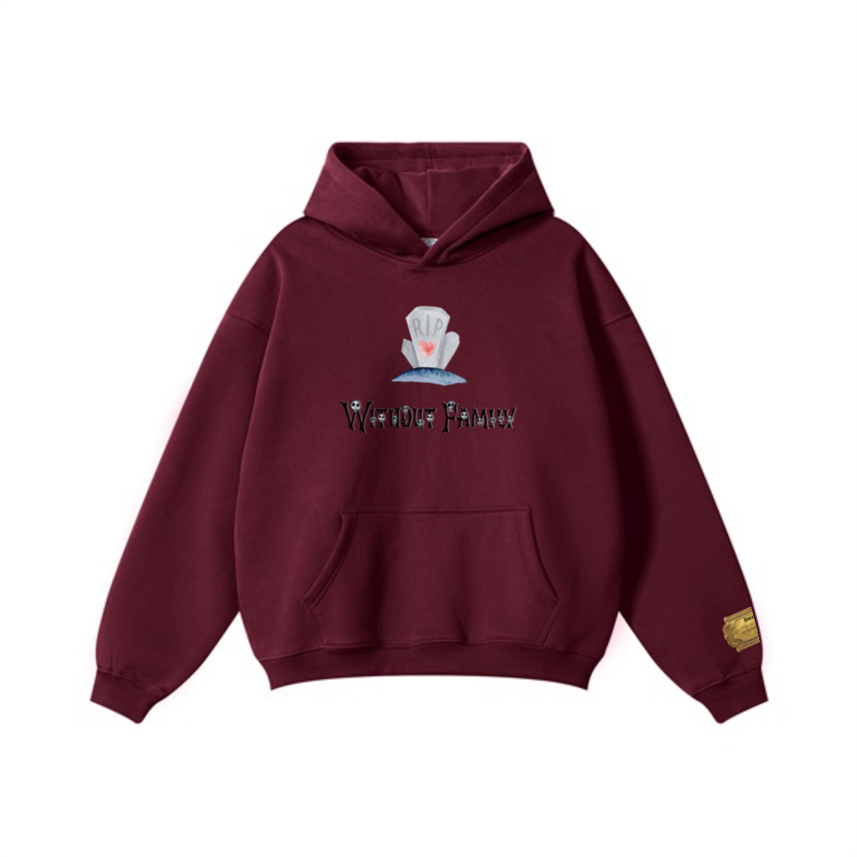 345GSM Women's Heavyweight Solid-Color Hoodie Dark Red