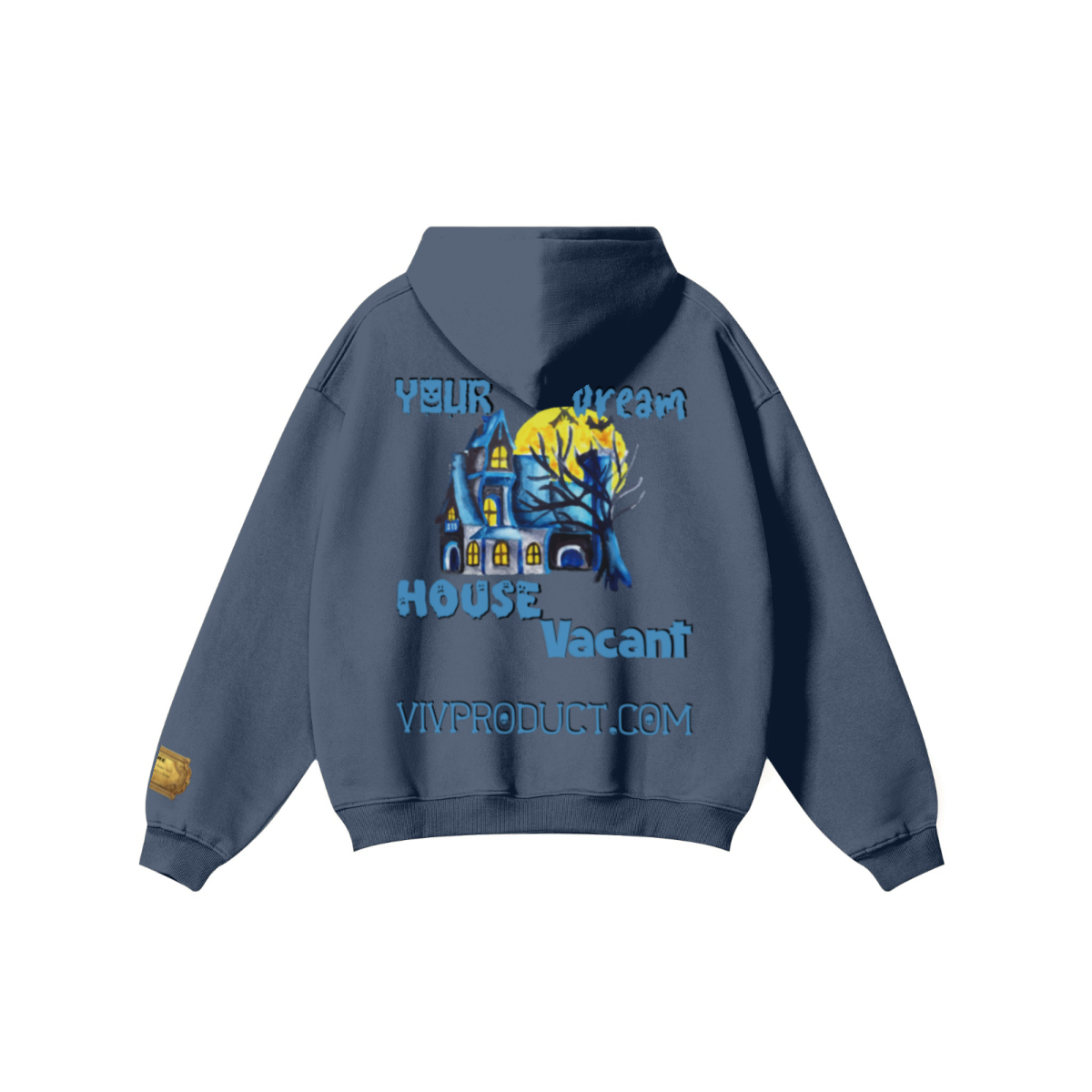 345GSM Women's Heavyweight Solid-Color Hoodie Navy Blue