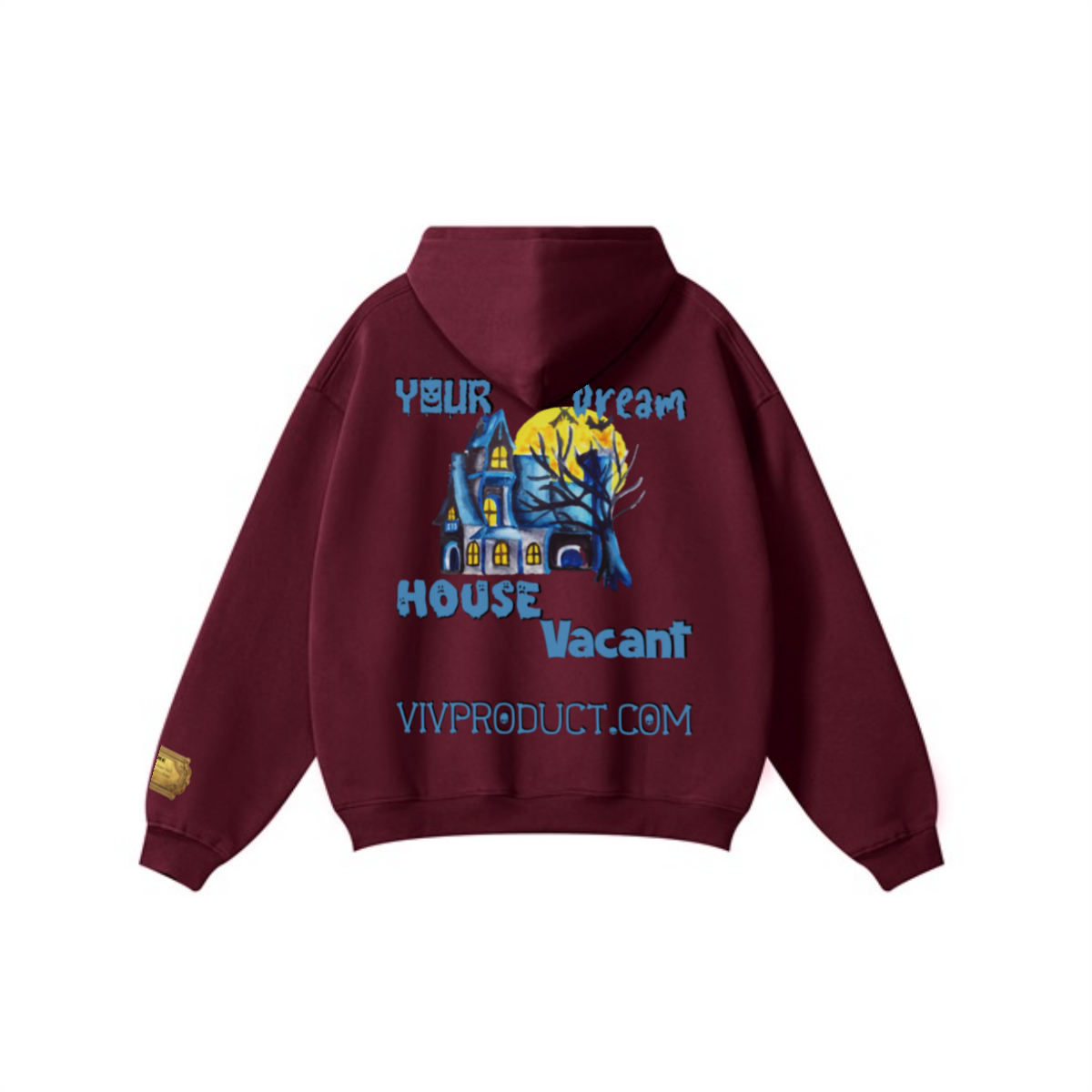345GSM Women's Heavyweight Solid-Color Hoodie Dark Red
