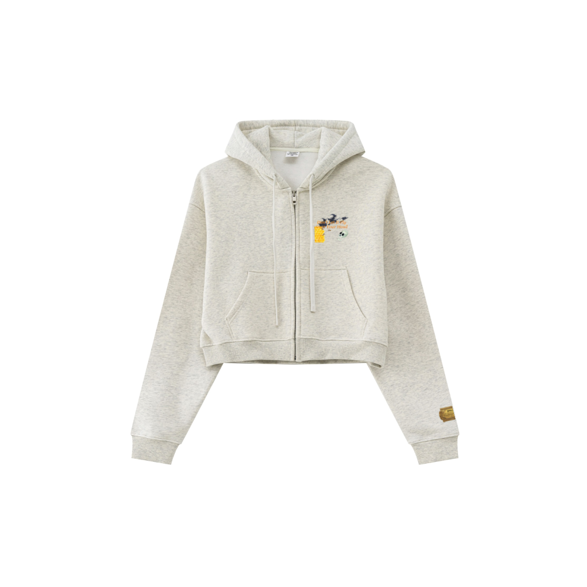 345GSM Women’s Cropped Fleece-Lined Zip-Up Hoodie Oatmeal Heather