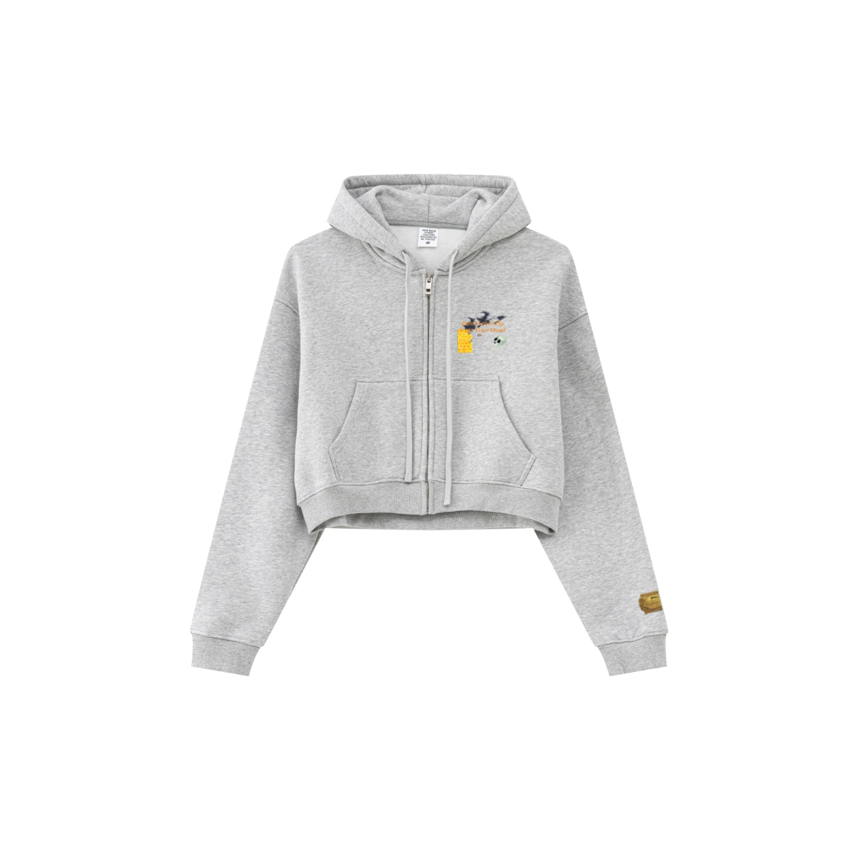 345GSM Women’s Cropped Fleece-Lined Zip-Up Hoodie Heather Gray