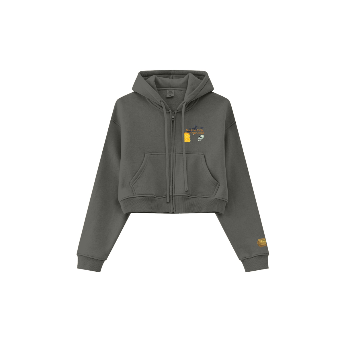 345GSM Women’s Cropped Fleece-Lined Zip-Up Hoodie Taupe