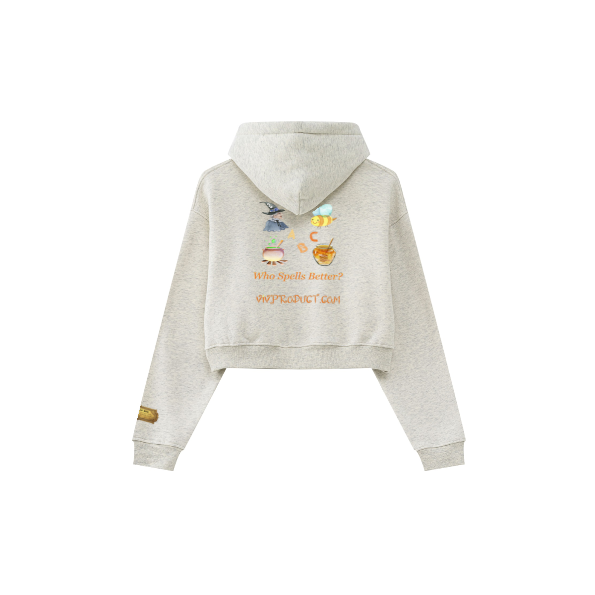 345GSM Women’s Cropped Fleece-Lined Zip-Up Hoodie Oatmeal Heather