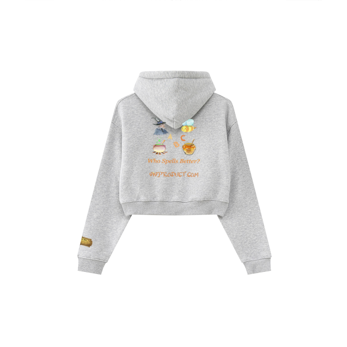 345GSM Women’s Cropped Fleece-Lined Zip-Up Hoodie Heather Gray
