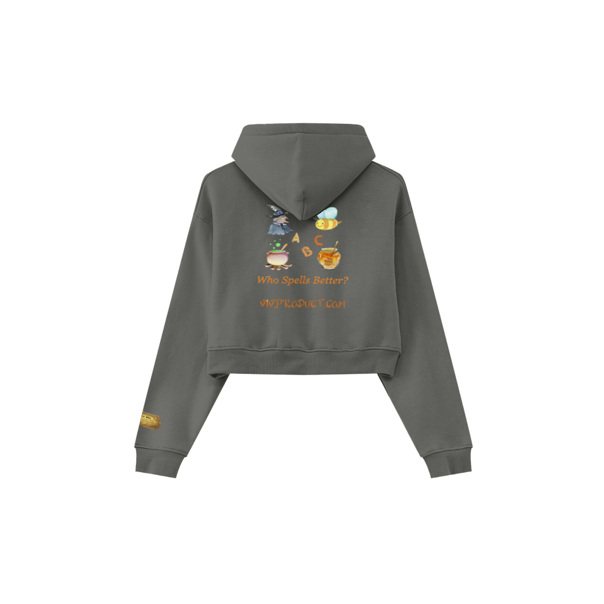 345GSM Women’s Cropped Fleece-Lined Zip-Up Hoodie Taupe