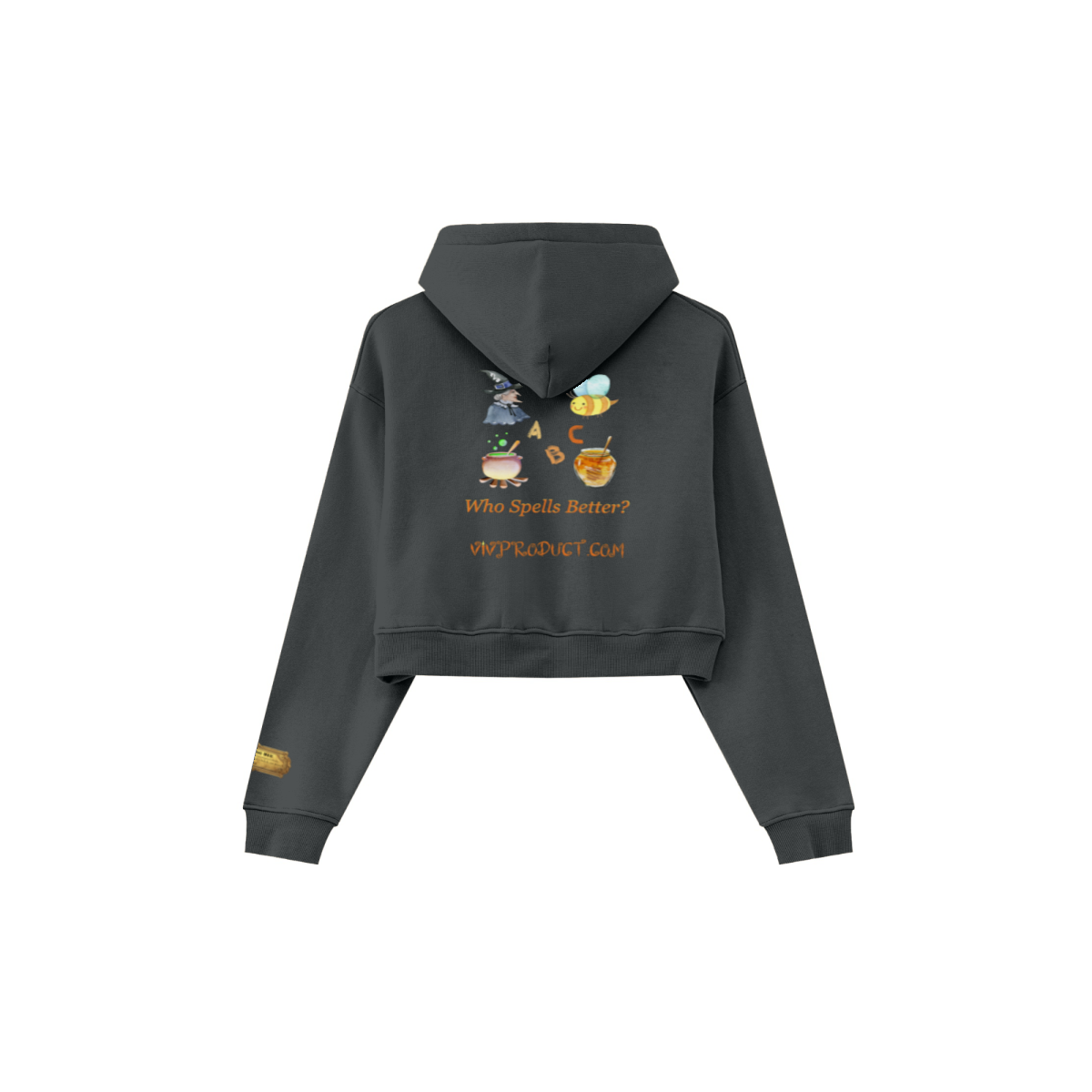 345GSM Women’s Cropped Fleece-Lined Zip-Up Hoodie Charcoal