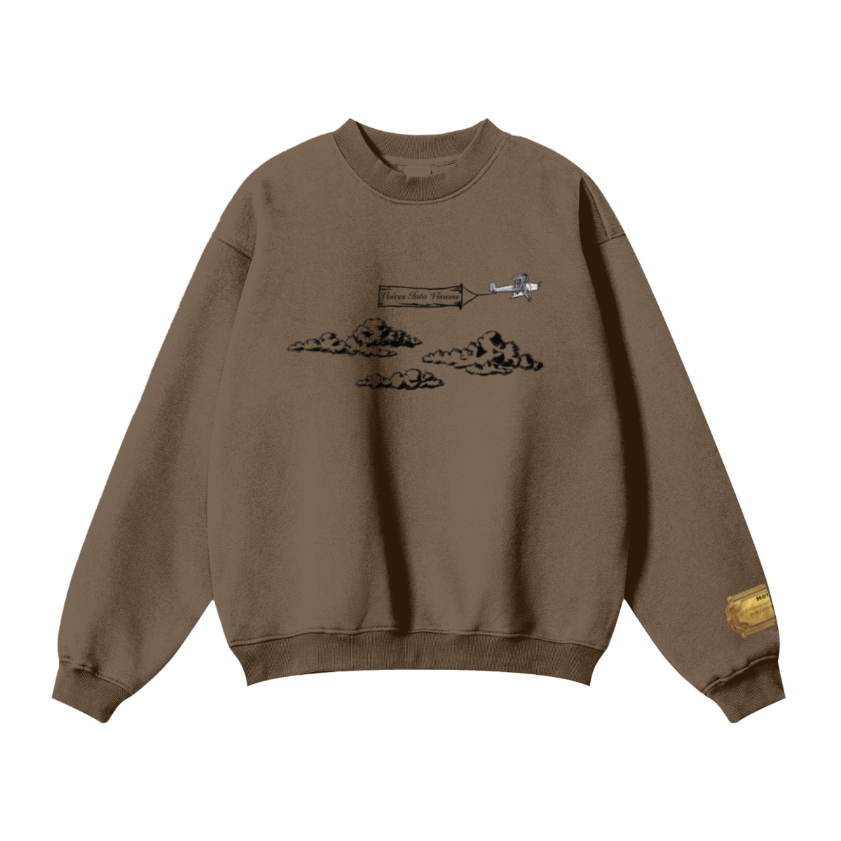 345GSM Women’s Solid-Color Crew Neck  Relaxed Fit Sweatshirt Buff Brown