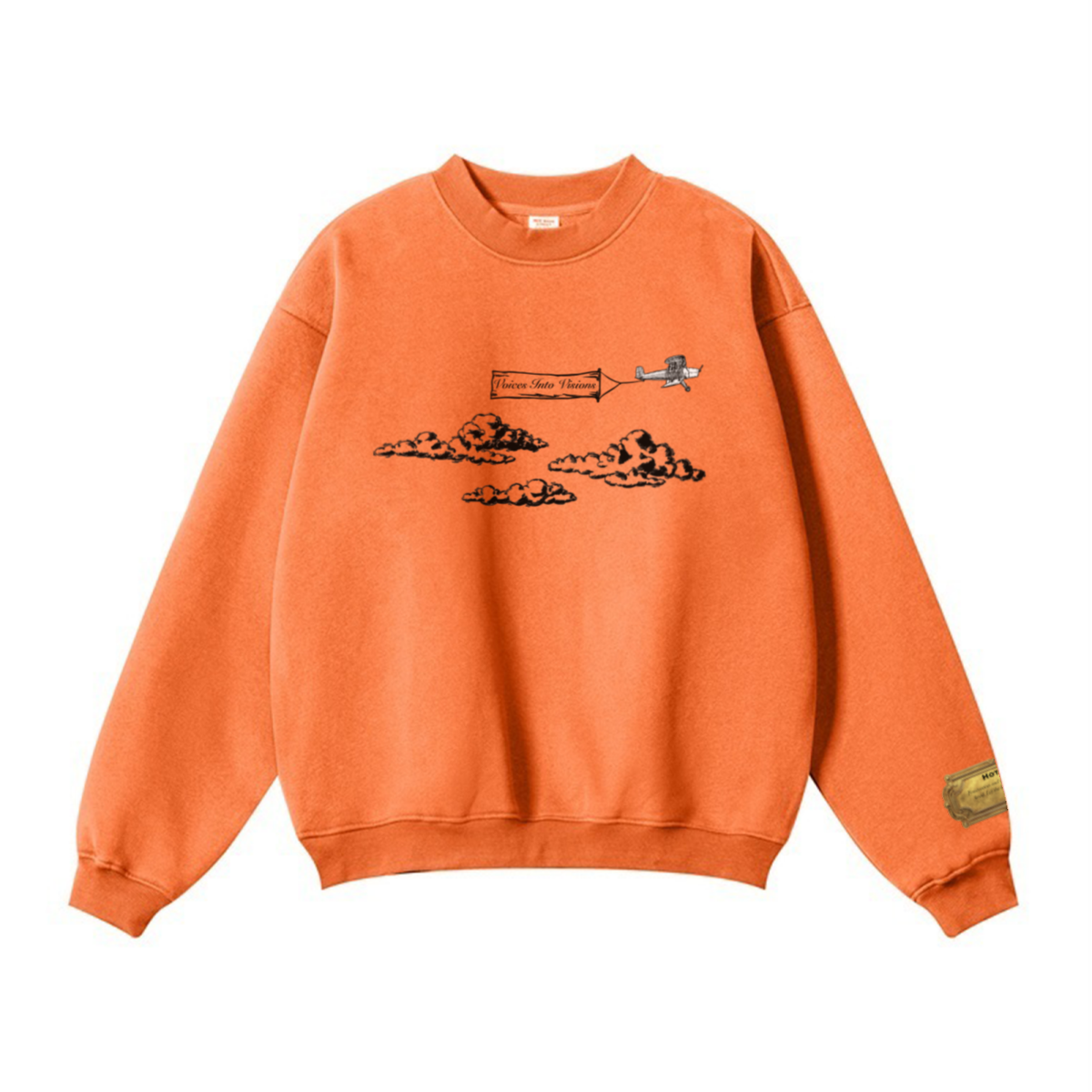 345GSM Women’s Solid-Color Crew Neck  Relaxed Fit Sweatshirt Orange