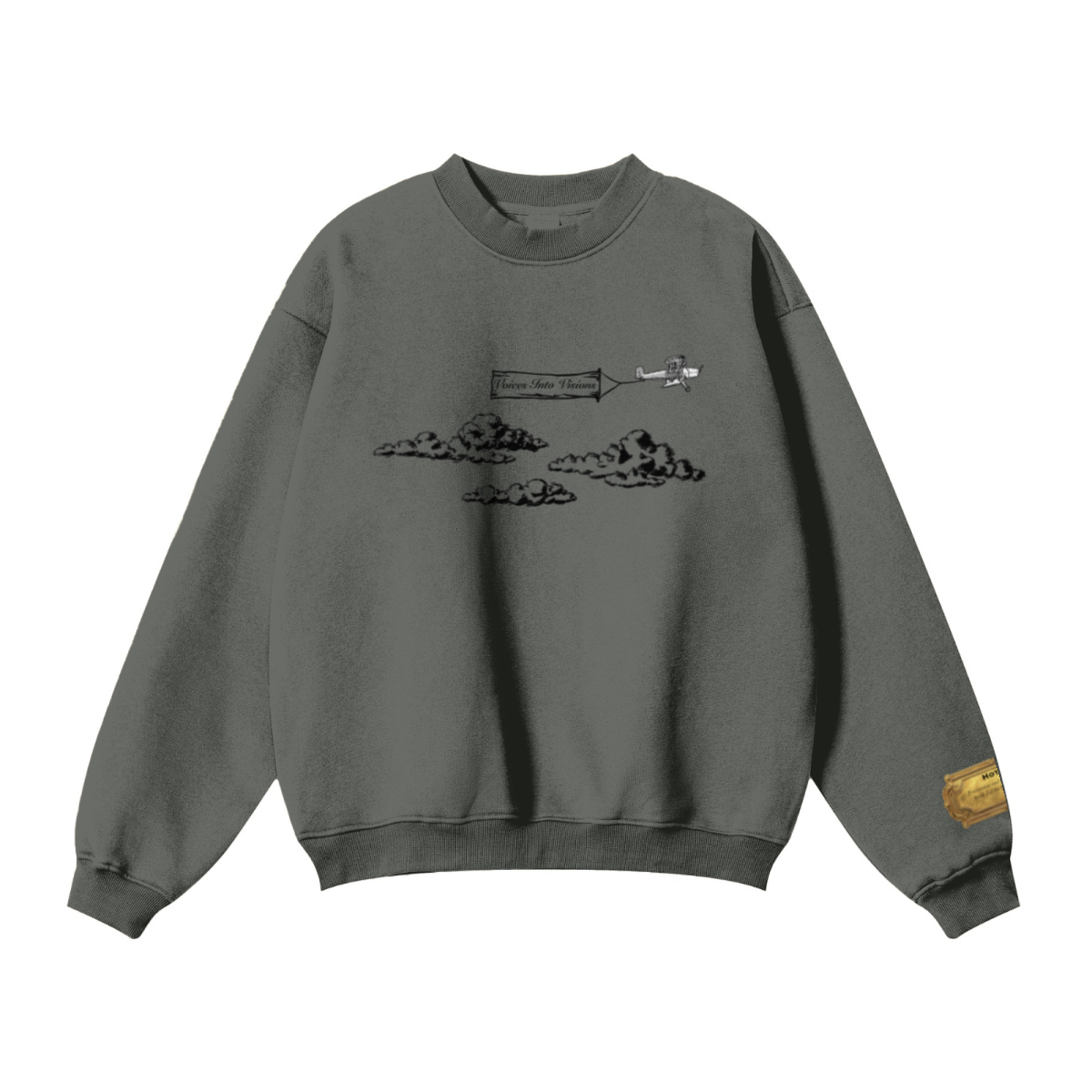 345GSM Women’s Solid-Color Crew Neck  Relaxed Fit Sweatshirt Gray