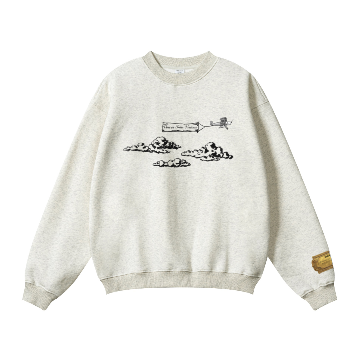345GSM Women’s Solid-Color Crew Neck  Relaxed Fit Sweatshirt Wheat Ash