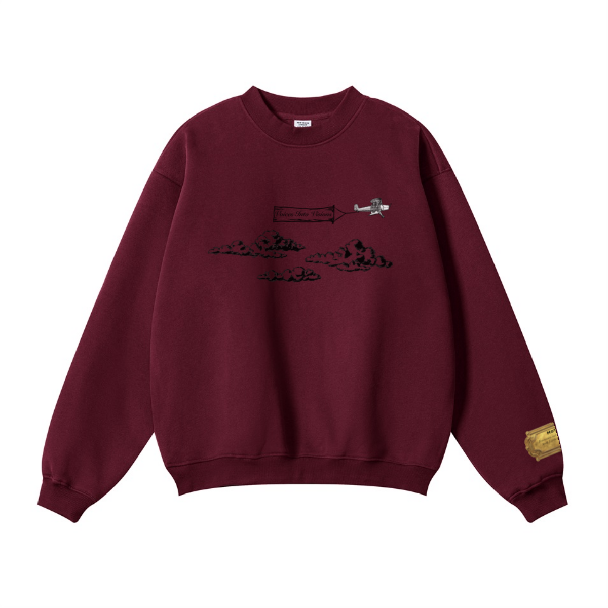 345GSM Women’s Solid-Color Crew Neck  Relaxed Fit Sweatshirt Deep Red